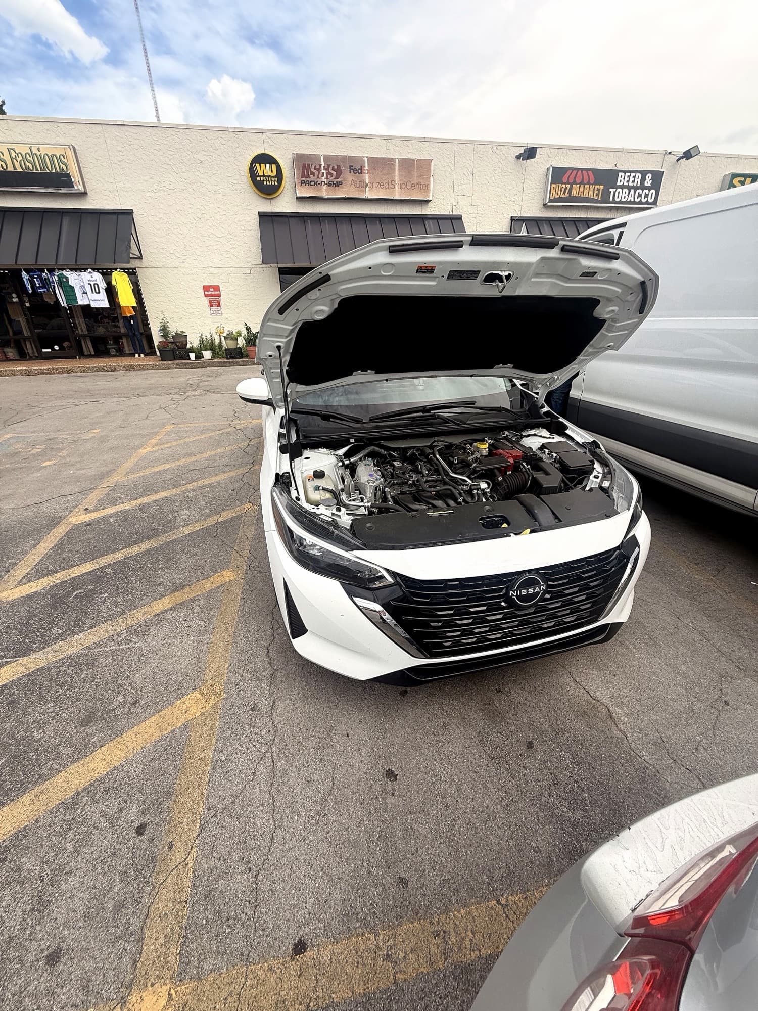 A customer's vehicle being serviced on-site